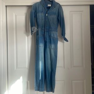 Denim jumpsuit, boiler suit, long sleeve size 4